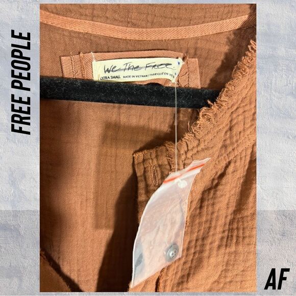 WE THE FREE RUFFLED HENLEY MINI DRESS IN CHOCOLATE NEW XS - Picture 3 of 6